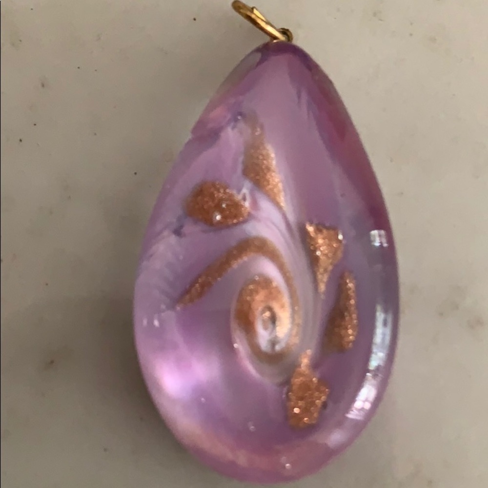 Purple/Gold Italian glass necklace (no chain)